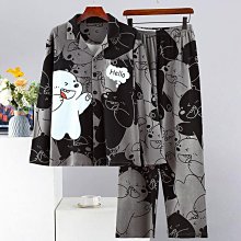 【】睡衣男 長袖春秋款家居服 青少年學生加大尺碼睡衣套裝 秋冬薄款家居服 男士長袖長褲套裝 歷史價格詳細信息