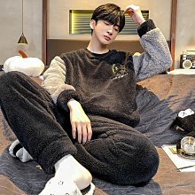 珊瑚絨套頭睡衣男冬天2022年新款學生青少年條紋男款居家服法蘭絨 歷史價格詳細信息