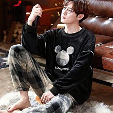 睡衣男士冬季珊瑚絨長袖卡通學生家居服加絨加厚法蘭絨兩件【超齡男裝】 歷史價格詳細信息