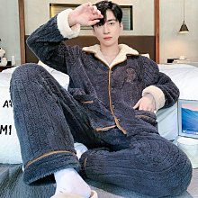 男士睡衣男冬季加厚法蘭絨秋冬珊瑚絨套裝春秋長袖家居服大尺碼秋季 歷史價格詳細信息