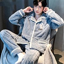 男士睡衣男冬季珊瑚絨加絨加厚大碼青少年保暖套頭簡約家居服套裝 歷史價格詳細信息