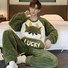 家居服套裝 秋冬睡衣 珊瑚絨睡衣 可外穿  男士冬季睡衣男套裝加厚刷毛法蘭絨可外穿卡通男冬天家居服 歷史價格詳細信息