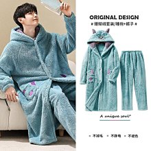 秋冬季睡袍男法蘭絨睡衣保暖加厚浴衣大碼珊瑚絨中長款情侶浴袍女[樂營睡衣] 歷史價格詳細信息