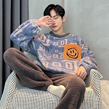 法蘭絨睡衣套裝男秋冬刷毛加厚保暖長袖長褲家居服珊瑚絨毛絨絨外套 歷史價格詳細信息