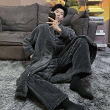 男士睡衣男冬季珊瑚絨加絨加厚大碼青少年保暖套頭簡約家居服套裝 歷史價格詳細信息