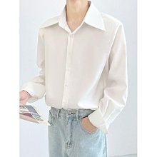 （白色長袖襯衫） 襯衫男襯衫 純棉硬挺面料 百搭休閒襯衫長袖 修身長袖襯衫上衣 韓版素色襯衫男 素面制服工作服白襯衫 歷史價格詳細信息