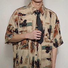 花襯衫 男 設計感小眾長袖襯衣 日系痞帥秋季上衣 ins港風夏季外套男 幾何印花襯衫 男jk上衣 襯衫 男  復古港風 歷史價格詳細信息