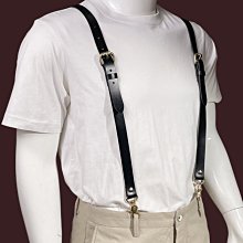 背帶 牛皮背带男真皮 女头层皮吊裤带 成人韩版英伦复古三夹植鞣皮吊带~清倉 歷史價格詳細信息