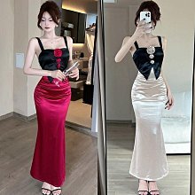 法式吊帶連衣裙子女春秋2024新款氣質收腰顯廋小眾設計高級感長裙 歷史價格詳細信息