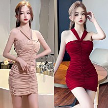 夜店女裝掛脖漏背性感洋裝 深V氣質禮服裙 桑拿技師服低胸包臀裙-滿599免運 歷史價格詳細信息