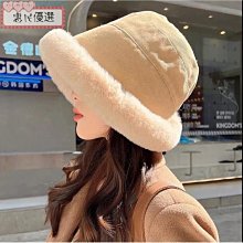 毛茸茸加厚蒙古帽女生蓬鬆毛絨顯瘦顯臉小漁夫帽純色高級感盆帽潮 歷史價格詳細信息