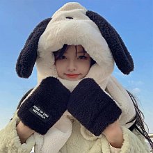 帽子圍巾手套一體三件套女冬季騎車加厚保暖防寒小熊可愛毛絨帽子 歷史價格詳細信息