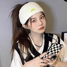 女童帽子可扎高馬尾兒童髮帶針織秋冬季保暖頭套女寬邊頭巾護耳帽 歷史價格詳細信息