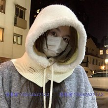 帽子一體女秋冬季仿兔毛加厚保暖騎車防風防寒顯臉小連帽圍脖 歷史價格詳細信息