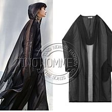 《TINO HOMME》2019春夏新款日韓版網紗皺褶大翻領側開叉OVERSIZE中長版長袖襯衫 歷史價格詳細信息