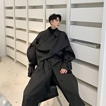 山本暗黑秋冬中長款連帽披肩呢子大衣軍綠色披風斗篷男女風衣外套 歷史價格詳細信息