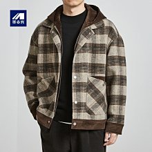 格紋外套 格子連帽毛呢外套男男生夾克 男外套 外套男  格子外套(cwhfizze-港仔男裝 歷史價格詳細信息