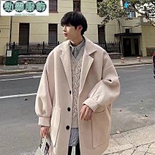 【熱賣精選】長版外套 厚外套 大衣 毛呢外套 2色毛呢大衣男韓版潮流過膝中長款風衣冬季加厚寬鬆雙排扣毛呢外套 歷史價格詳細信息