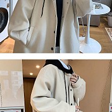 外套 秋冬男款外套 男外套 連帽外套 ins韓版寬松夾克男秋冬季權志龍明星同款毛呢子棒球服外套女情侶 歷史價格詳細信息