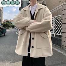 【熱賣精選】長版外套 厚外套 大衣 毛呢外套 2色毛呢大衣男韓版潮流過膝中長款風衣冬季加厚寬鬆雙排扣毛呢外套 歷史價格詳細信息