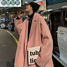 毛呢大衣男高級感潮牌寬鬆休閒中長款風衣春秋季港風復古情侶外套-时尚男装 歷史價格詳細信息