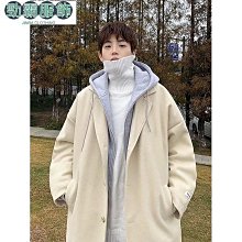 熱款 日系風衣男長款加厚毛呢大衣三件式潮牌寬鬆毛呢外套休閒搭配一套-时尚男装 歷史價格詳細信息