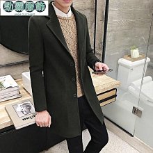 【熱賣精選】長版外套 厚外套 大衣 毛呢外套 2色毛呢大衣男韓版潮流過膝中長款風衣冬季加厚寬鬆雙排扣毛呢外套 歷史價格詳細信息