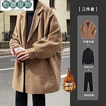 【熱賣精選】韓版外套男 潮男外套 假毛呢風衣男 大衣外套男生外套 英倫風外套男 大碼外套男 韓系外套男 毛 歷史價格詳細信息