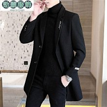 【熱賣精選】風衣 中長款風衣 風衣外套男 韓版 修身外套 秋冬季中長款風衣男休閑加厚呢子大衣韓版潮流英倫風毛呢潮牌外 歷史價格詳細信息