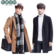 【熱賣精選】長版外套 厚外套 大衣 毛呢外套 2色毛呢大衣男韓版潮流過膝中長款風衣冬季加厚寬鬆雙排扣毛呢外套 歷史價格詳細信息