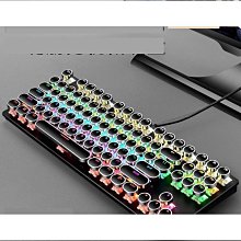 電鍍朋克機械鍵盤 網吧遊戲機 雞鍵盤 發光青軸鍵盤 歷史價格詳細信息