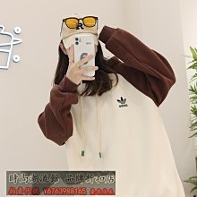 Adidas 愛迪達 三葉草長袖T恤連帽衛衣 連帽衫 帽T 大學T 胸前字母壓花休閒上衣男女情侶寬鬆長袖帽T 小毛圈純棉衛衣 歷史價格詳細信息