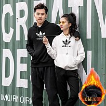 Adidas 愛迪達 三葉草長袖T恤連帽衛衣 連帽衫 帽T 大學T 胸前字母壓花休閒上衣男女情侶寬鬆長袖帽T 小毛圈純棉衛衣 歷史價格詳細信息