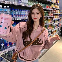 外套 粉色棒球服女秋冬加絨加厚小個子美式復古夾克外套ins潮 歷史價格詳細信息