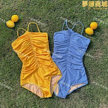 4色】韓版新款簡約條紋泳衣女ins少女復古吊帶高腰度假分體bikini 歷史價格詳細信息