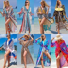 沙灘罩衫人棉定位印花長袍比基尼防曬衫791（42色） 歷史價格詳細信息