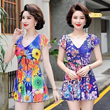 2022新款泳衣女保守中老年遮肚大碼泡溫泉顯瘦連體泳裝 歷史價格詳細信息