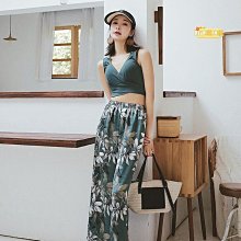 度假風闊腿褲女高腰大碼波西米亞長褲雪紡沙灘褲開叉性感薄款夏季波西米亞-沐雨家居Y2627902750 歷史價格詳細信息