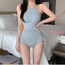 女生夏季連體 泳衣  游 泳衣 女連體遮肚顯瘦歐美性感純色比基尼又純又欲 白色吊帶一體 泳衣  溫泉度假 歷史價格詳細信息