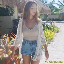 長版罩衫  沙灘罩衫 泳衣罩衫 長版防晒外套 防晒衣女中長款早春夏季旅遊度假網紗小外套短袖空調衫蕾絲外搭 歷史價格詳細信息
