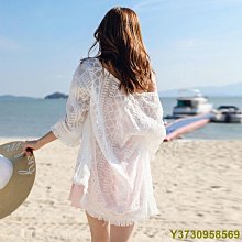 夏季女甜美外搭蕾絲衫七分袖鉤花鏤空網紗開衫大碼女裝上衣小坎肩 歷史價格詳細信息