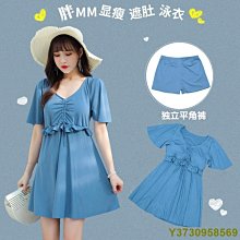 []]大碼泳衣女200斤胖mm中年媽媽遮肚顯瘦保守連體裙式溫泉正 歷史價格詳細信息