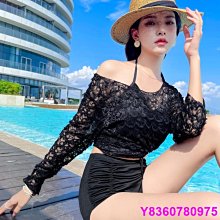 性感泳衣女韓國ins風長袖防曬顯瘦遮肚保守仙女範溫泉連體游泳衣 歷史價格詳細信息