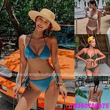 溫泉比基尼歐美性感藍色硬杯推高領帶風格丁字褲底雨巖裝飾Bikini泳衣 歷史價格詳細信息