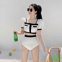 兩件套泳衣女泡溫泉分體保守遮肚顯瘦新款ins風純欲運動泳衣藍色裙式學生潛水 浮潛服專業訓練泳衣 歷史價格詳細信息