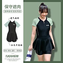 游泳衣女連體保守裙式2024新款溫泉泳裝女士大碼遮肚顯瘦時尚 歷史價格詳細信息