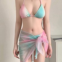 比基尼 泳衣女夏網紅度假歐美小胸性感三點式比基尼分體黑色綁帶溫泉泳裝 歷史價格詳細信息