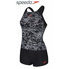 SPEEDO 女 運動兩截式平口泳裝 黑/橘紅 歷史價格詳細信息