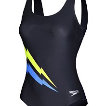 SPEEDO 女 運動連身泳裝Placement 黑/藍 歷史價格詳細信息