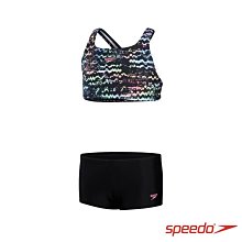 SPEEDO 女 運動兩截式平口泳裝 黑/橘紅 歷史價格詳細信息